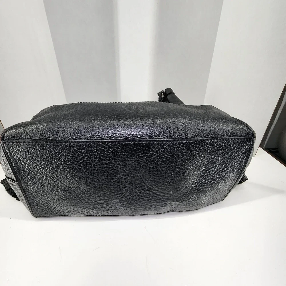 Kate Spade Black Leather Tassel Handbag Purse‎ With Gold Tone Hardware EUC